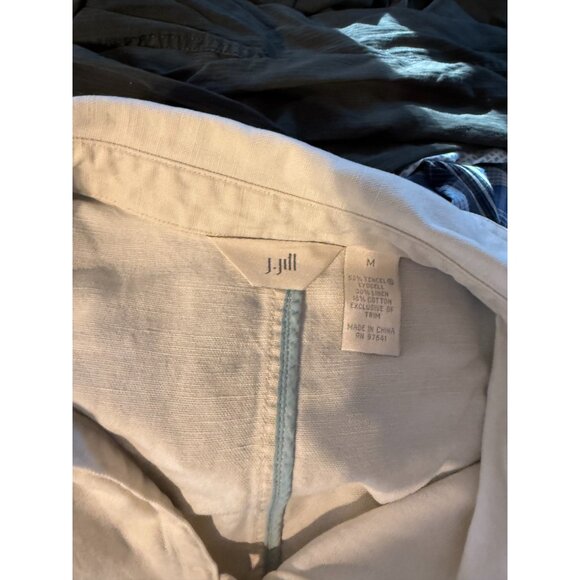 J Jill Womens Linen Blend Cream Jacket Blazer Size Medium M Easy Classic - Picture 3 of 3